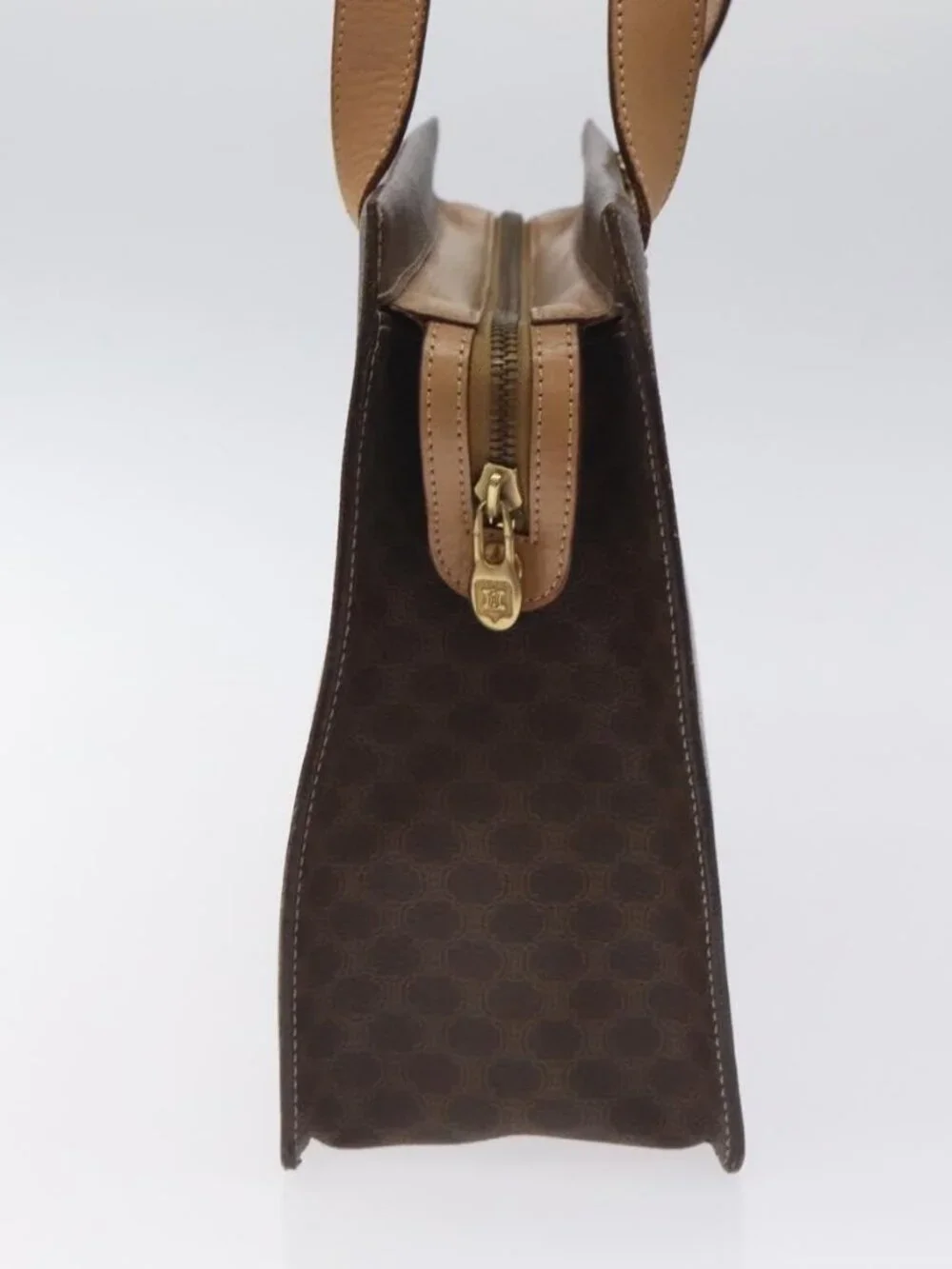 Authentic CELINE Macadam Canvas Shoulder Bag PVC Brown Gold - Picture 11 of 16